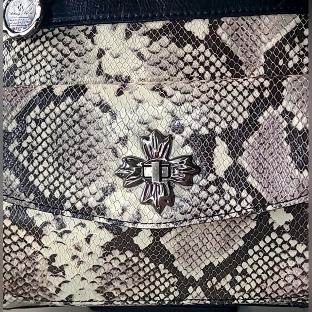 Patricia Nash Alviano 10th Anniversary Leather Tote Python/Snake w/Dustbag - Picture 5 of 11